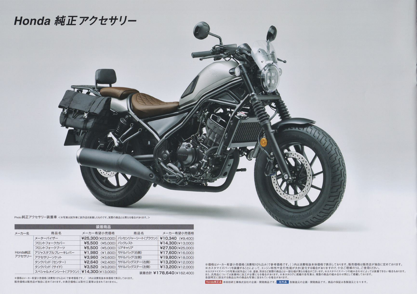HONDA Rebel 250(2020年モデル) カスタマイズパーツカタログ